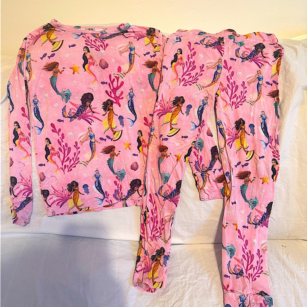 Posh Peanut Disney pink pj set featuring the live action Little Mermaid.